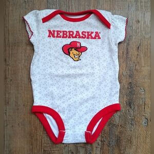 Nebraska Huskers Red & White Baby Onesie Size 6-9m